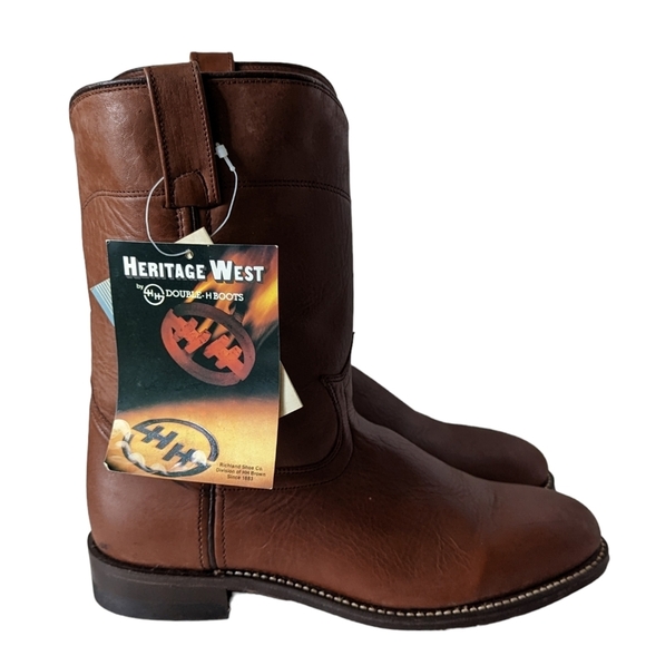 Vintage Double H Heritage West Brown Leather Cowboy Western Boots Size 7 EE Wide main image 9